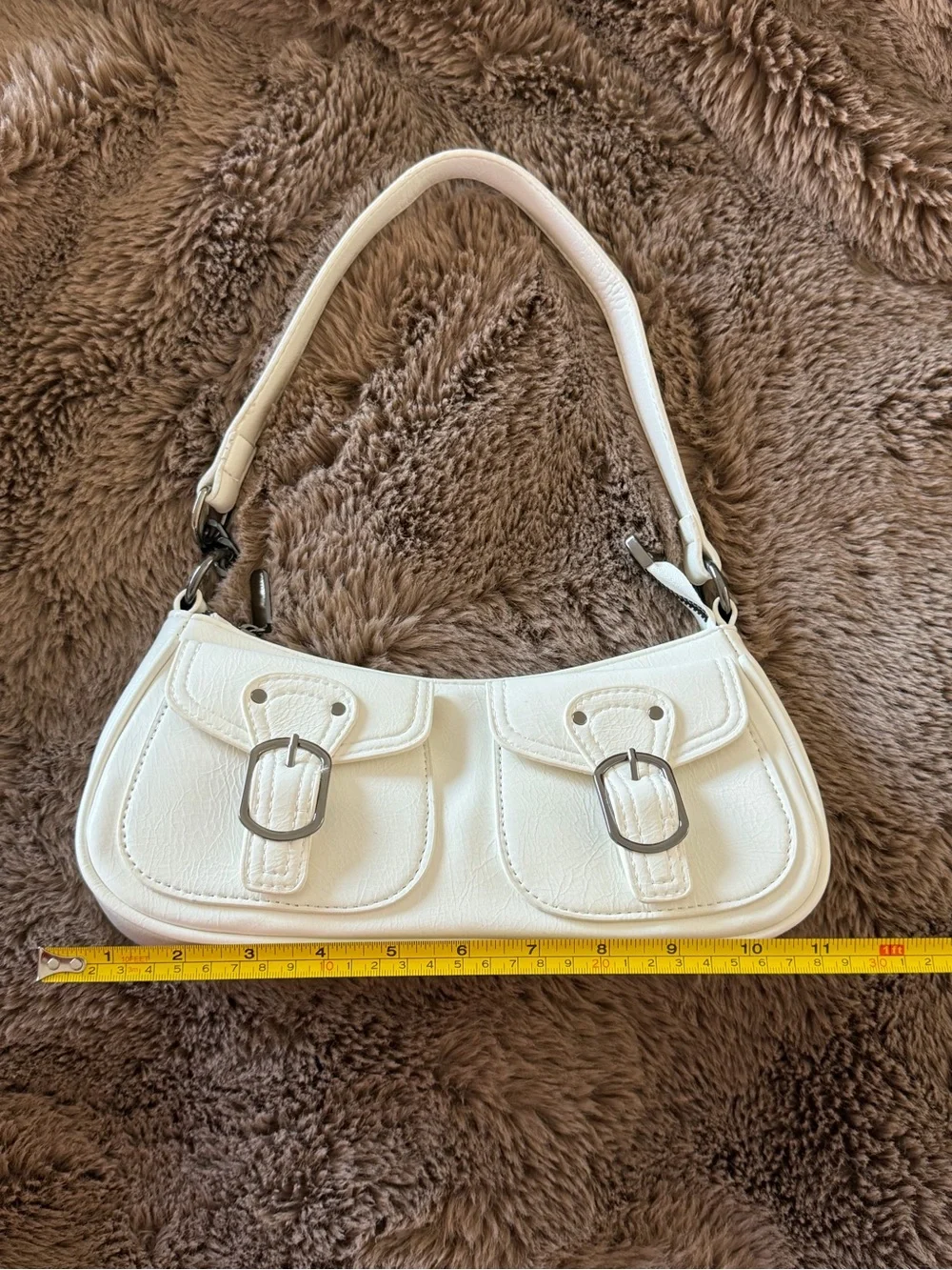 Cream Shoulder Bag with Decorative Cherry Charm